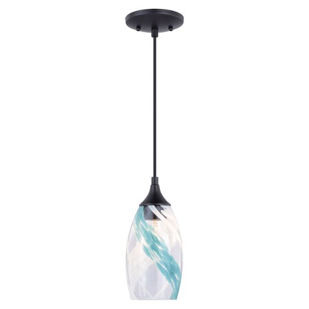 VAXCEL Milano 5-in. Mini Pendant Caribbean Swirl Glass, bronze finish P0279